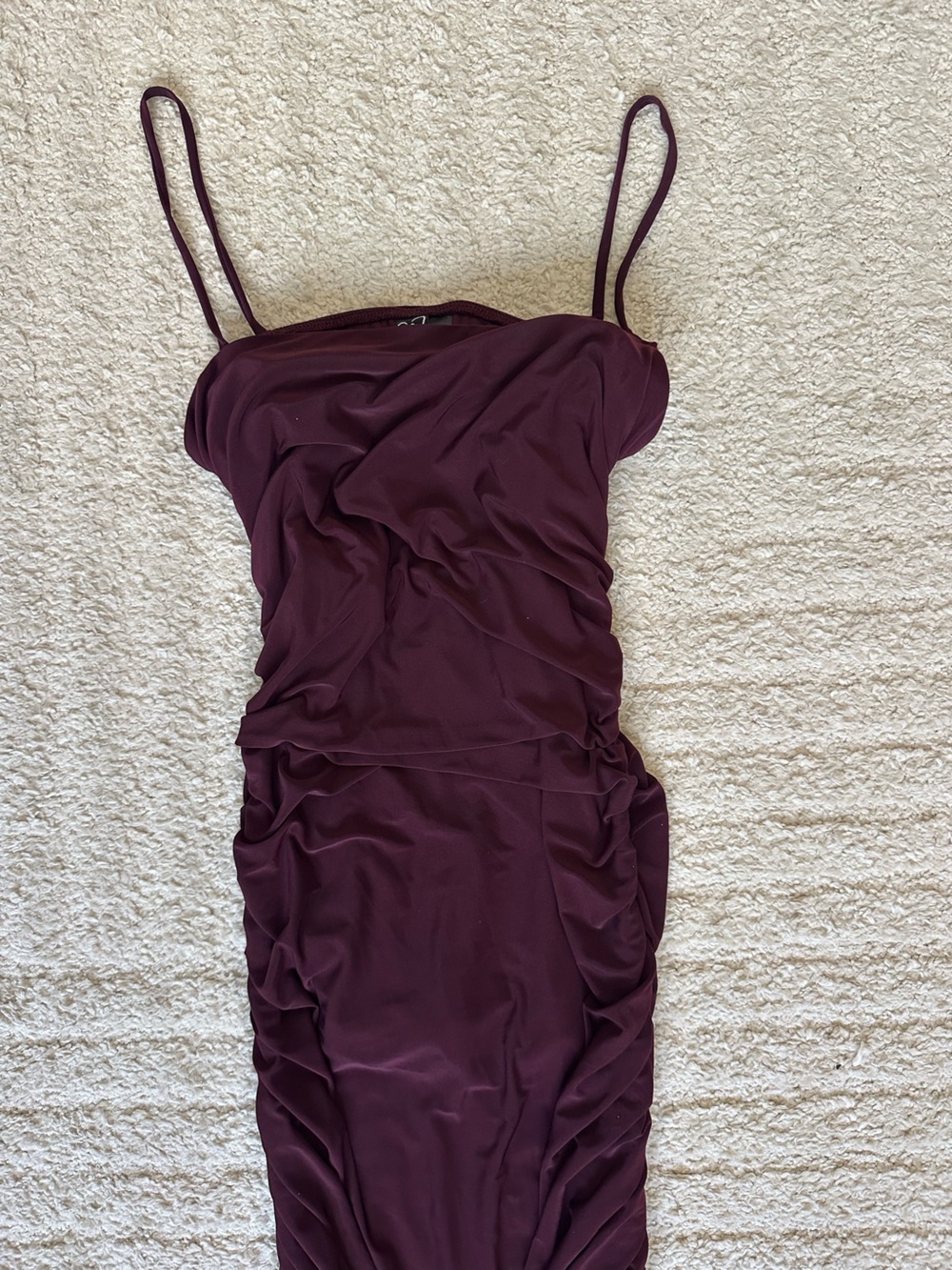 Windsor Burgundy Ruched Midi Dress